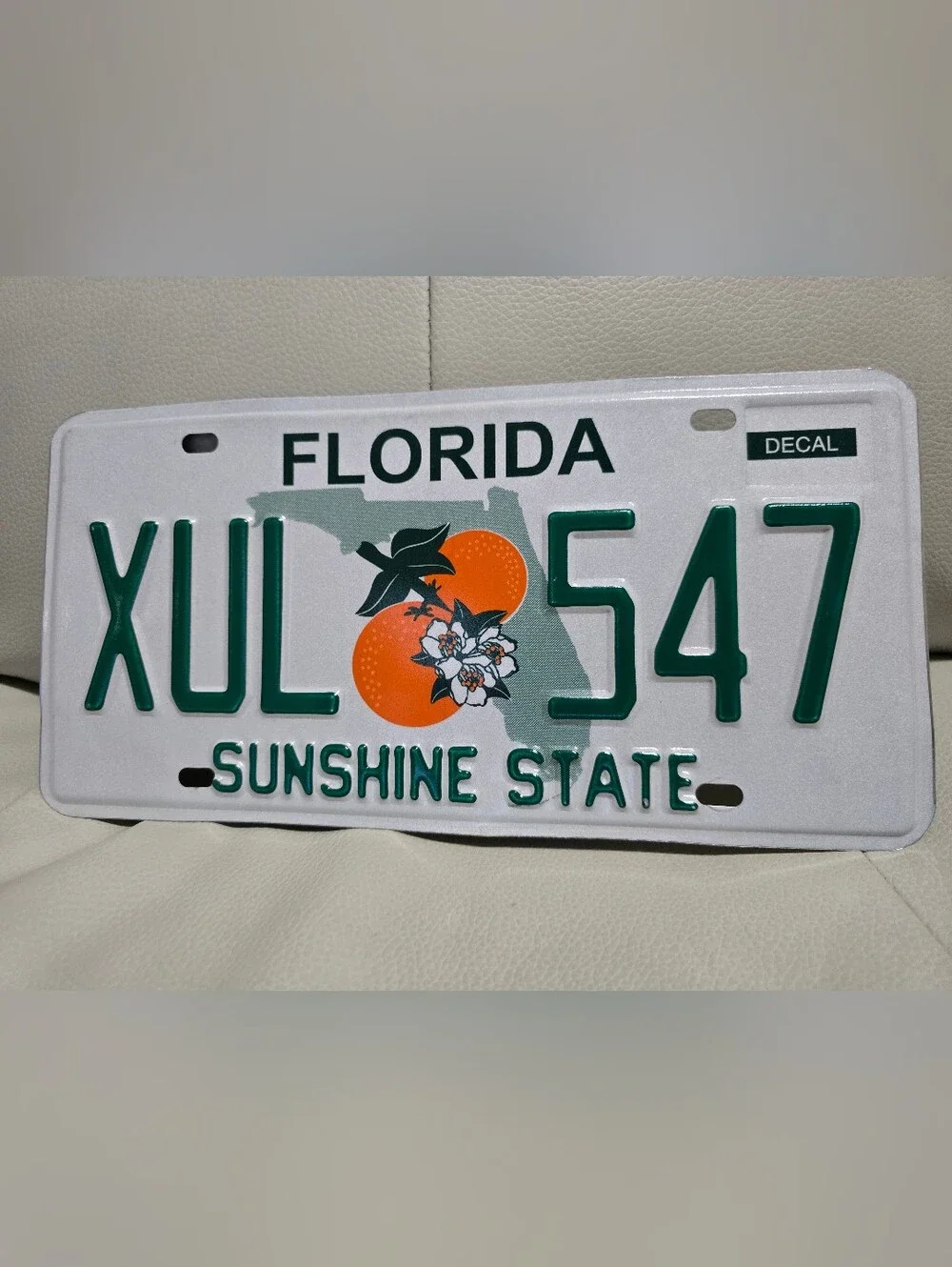 FLORIDA PERMANENT LICENSE PLATE XUL 🍊 547, Craft Condition SUNSHINE~STATE Sign
